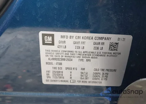 2021 Buick Encore Gx Fwd Select z USA, uszkodzony, nr VIN KL4MMDS23MB129334